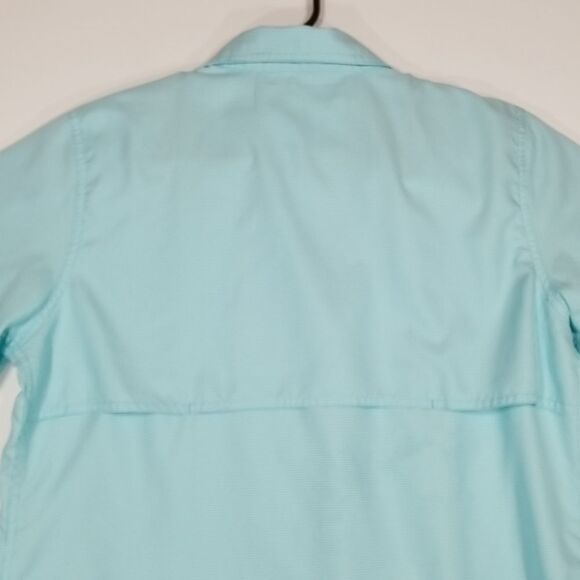 Cabelas Shirt Womens Large Button-Down Regular Fit Long Sleeve Green White - Picture 6 of 10